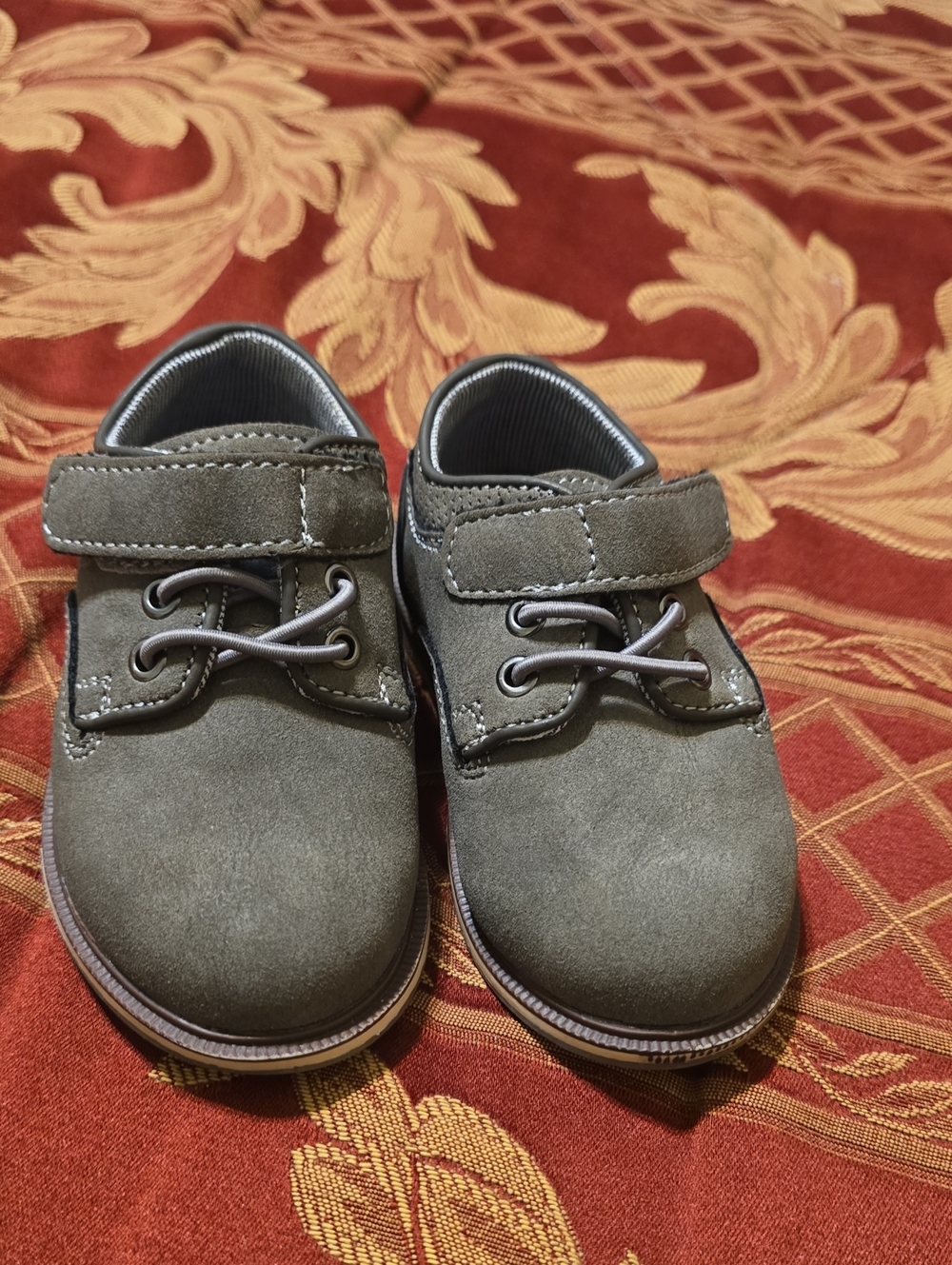 Jumping Beans Gray Suede-Look Hook-and-Loop Casual Shoes [Size 5 Toddler]